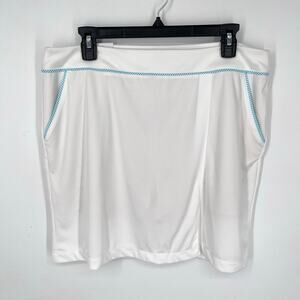 Greg Norman NEW Golf Skirt Sz L White Blue Pockets Liner Shorts Sports Outdoors